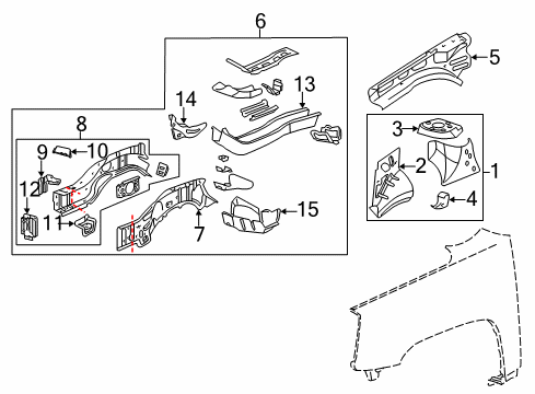 2012 GMC Terrain Plate, Front Compartment Side Rail Diagram for 15275190