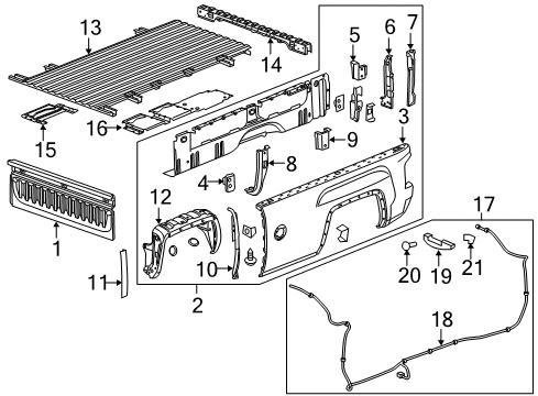 2016 GMC Sierra 1500 Panel Assembly, Pick Up Box Wheelhouse Diagram for 23486092