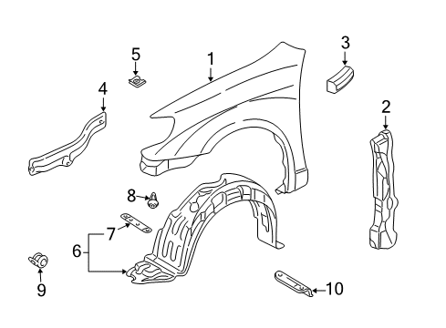 2004 Pontiac Vibe Barrier,Front Fender Rear Sound Diagram for 88970768