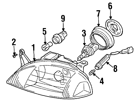 1998 Chevy Metro Capsule/Headlamp/Fog Lamp Headlamp Diagram for 91175607