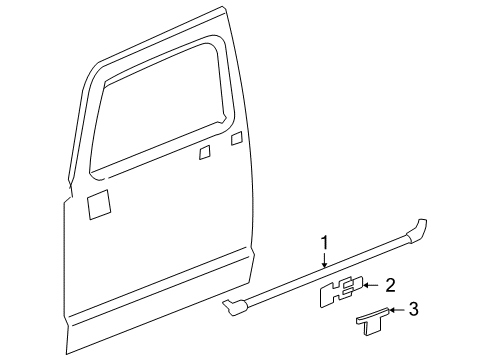 2009 Hummer H3T Exterior Trim - Front Door Diagram