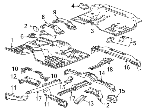 2019 GMC Sierra 1500 Reinforcement Assembly, Rear Floor Panel Diagram for 22986961