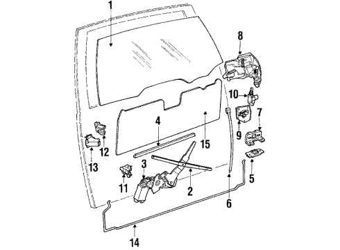 1985 Chevy Impala Tail Gate - Glass & Hardware Diagram