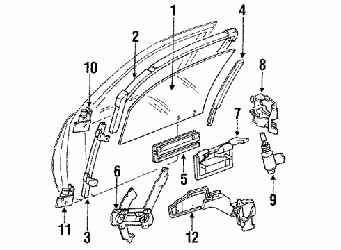 1991 Chevy Corsica Channel Assembly, Front Side Door Window Front Diagram for 22575266