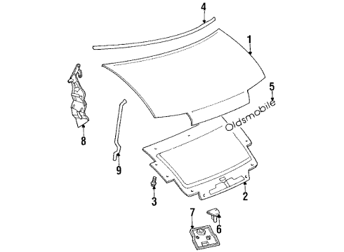 1996 Oldsmobile Silhouette Hood & Components Diagram