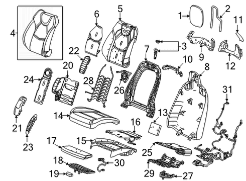 2022 Cadillac CT4 Frame, F/Seat Cush Frt Extn Diagram for 13533167