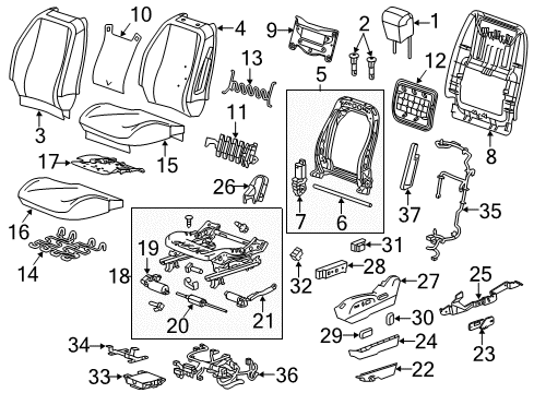 2012 Chevy Equinox Driver Seat Components Diagram