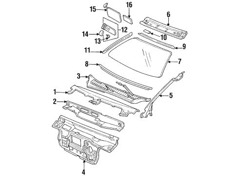 1998 Buick Skylark FRAME, Windshield Frame Diagram for 22656332