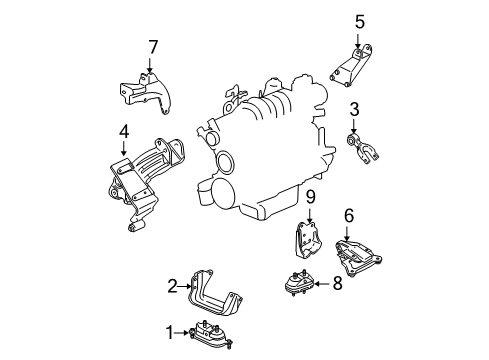 2004 Pontiac Grand Prix Engine & Trans Mounting Diagram 1 - Thumbnail