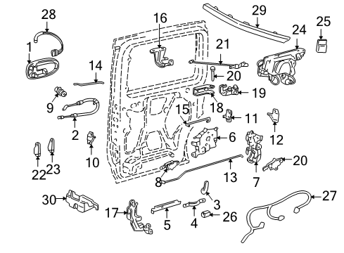 1998 Chevy Venture Handle Assembly, Rear Side Door Outside *Black Diagram for 10322223