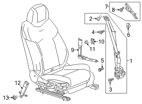 2016 Cadillac CT6 Rear Seat Belt Kit (Retractor Side) *Jet Black*Black Diagram for 19352939