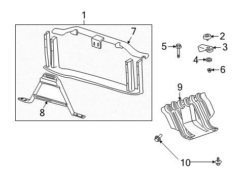 2004 Chevy Suburban 2500 Support Assembly, Front End Upper Tie Bar Diagram for 15814092