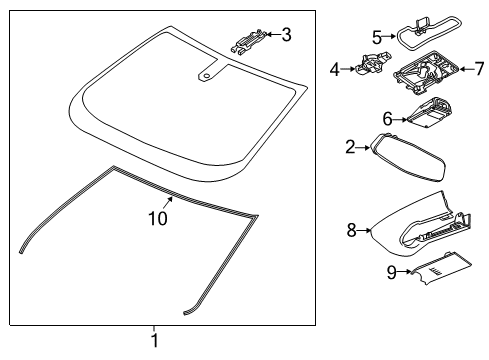 2019 Chevy Traverse Cover, Windshield Multifunction Sensor Mount Bracket *Black Diagram for 84285946