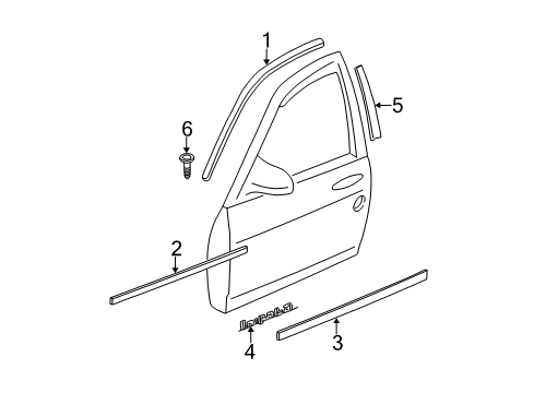 2005 Chevy Impala Exterior Trim - Front Door Diagram