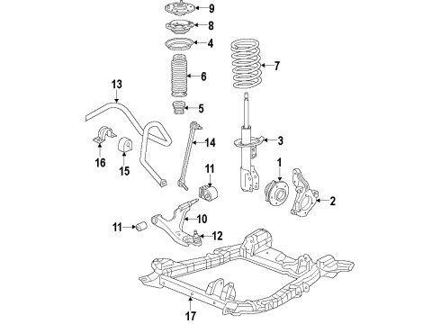 2010 Cadillac SRX Frame Assembly, Drivetrain & Front Suspension (W/ In Diagram for 22791490