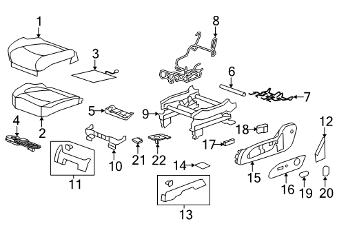 2013 Chevy Traverse Cover Assembly, Front Seat Cushion *Mojave Diagram for 23187019