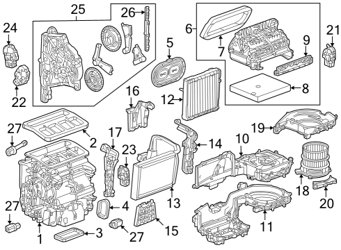 2024 Cadillac LYRIQ A/C Evaporator & Heater Components Diagram