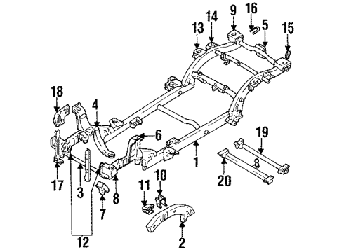 1998 Chevy Tracker Bracket,Engine Mount Frame Side Diagram for 30000328