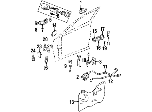 2002 Oldsmobile Aurora Front Door - Lock & Hardware Diagram