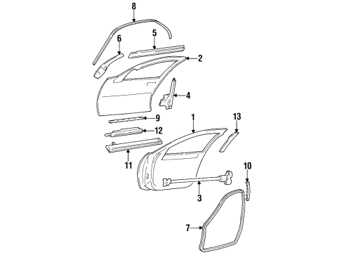 1999 Chevy Lumina Front Door & Components, Exterior Trim Diagram