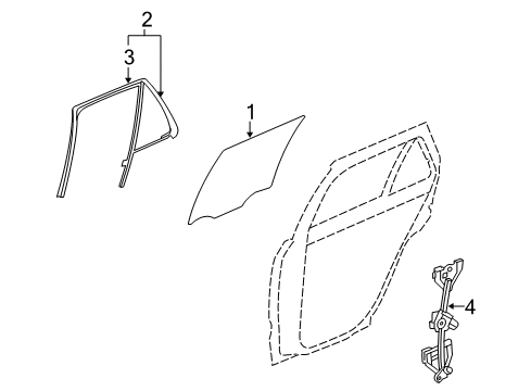 2006 Cadillac SRX Rear Door - Glass & Hardware Diagram