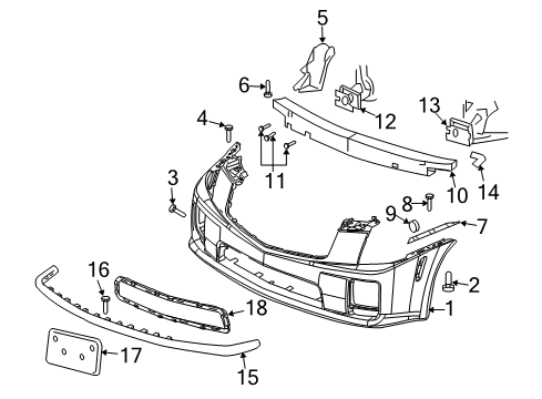 2007 Cadillac CTS Front Bumper Diagram 2 - Thumbnail