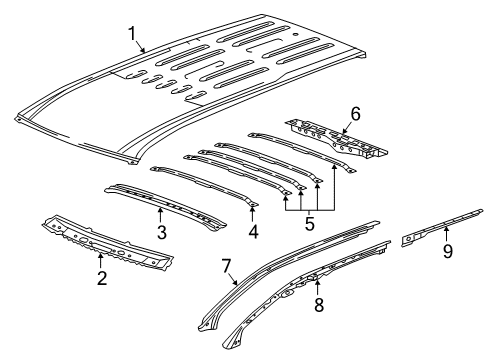 2021 Buick Enclave Panel Assembly, Rf Rr Hdr Diagram for 84357717