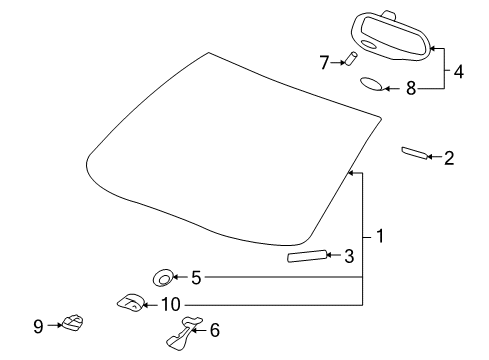 2005 Cadillac XLR Mirror Assembly, Inside Rear View Diagram for 10352611