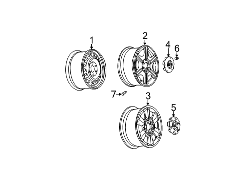 2004 Oldsmobile Bravada Wheel Rim, 17X7 Aluminum Diagram for 9593399