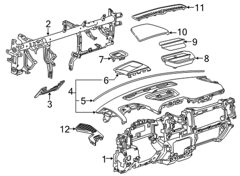 2021 Chevy Silverado 2500 HD Cluster & Switches, Instrument Panel Diagram 1 - Thumbnail