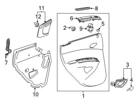 2015 Chevy Spark Cap, Rear Side Door Pull Handle Bolt Diagram for 95224797