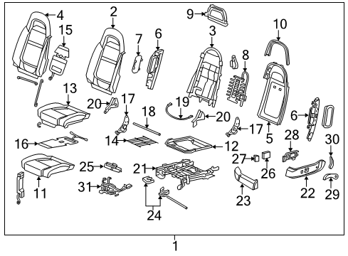 2005 Chevy SSR Pad Asm,Driver Seat Cushion Diagram for 89039164