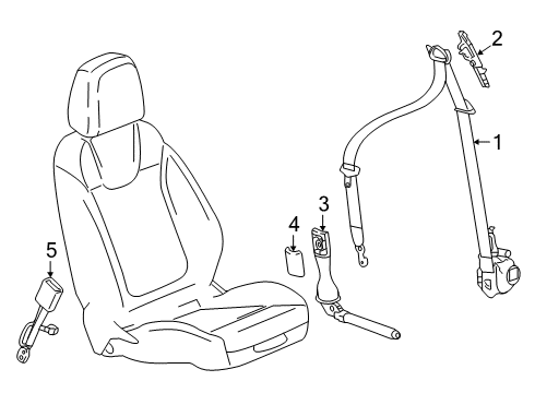 2019 Cadillac XT4 Retractor Kit, R/Seat Ctr Belt *Titanium Diagram for 84517478