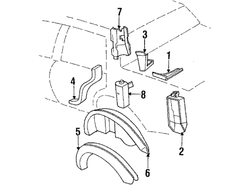 1986 Oldsmobile 98 Inner Components - Quarter Panel Diagram 2 - Thumbnail