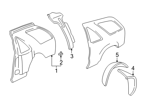 1996 GMC Jimmy Inner Structure - Quarter Panel Diagram 1 - Thumbnail