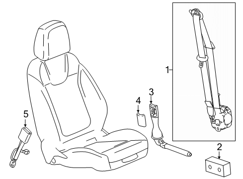 2019 Buick Regal TourX Driver Seat Belt Kit (Buckle Side)<See Guide/Conta*Black Diagram for 19366930