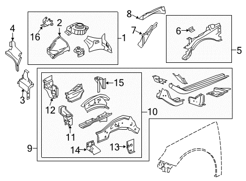 2014 Buick Regal Structural Components & Rails Diagram