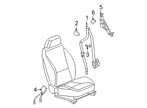 2007 Saturn Aura Passenger Seat Belt Kit (Retractor Side) *Ebony Diagram for 19152176