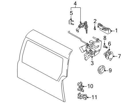 1999 Chevy Tracker Lift Gate - Lock & Hardware Diagram