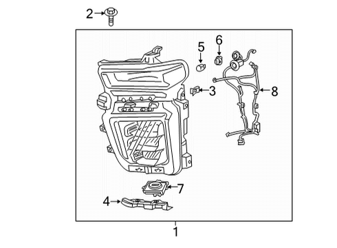 2022 Chevy Silverado 2500 HD Headlamp Components Diagram