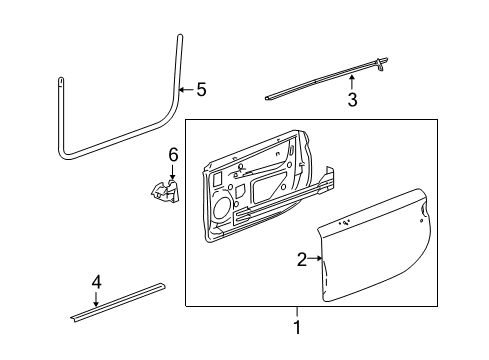 2003 Chevy SSR Sealing Strip Assembly, Front Side Door Window Outer Diagram for 15829008