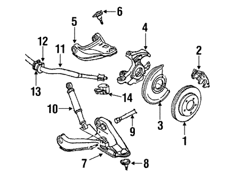 1987 GMC S15 Jimmy Front Brakes Diagram 1 - Thumbnail