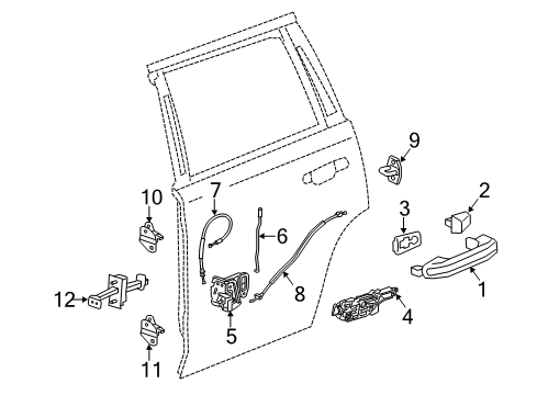 2016 GMC Yukon Rear Door - Lock & Hardware Diagram