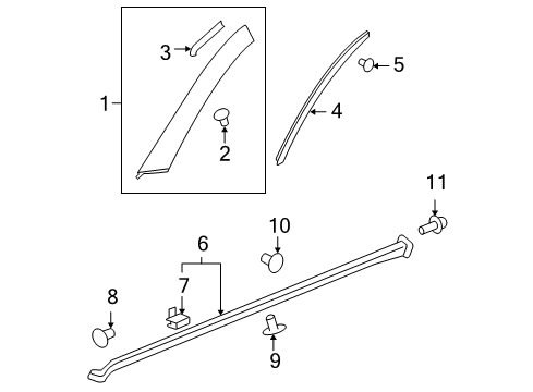 2008 Pontiac G6 Exterior Trim - Pillars, Rocker & Floor Diagram