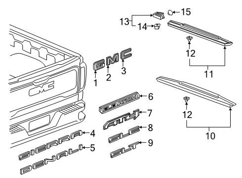 2019 GMC Sierra 1500 Molding Assembly, Pubx E/Gate *Black Diagram for 84493626