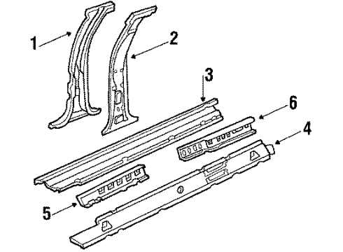 1989 Oldsmobile Delta 88 Panel Assembly, Center Pillar(Rh) Diagram for 5974698