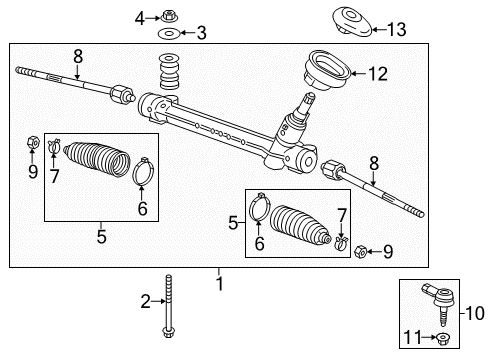 2013 Chevy Sonic Rod Assembly, Steering Linkage Outer Tie Diagram for 95952936