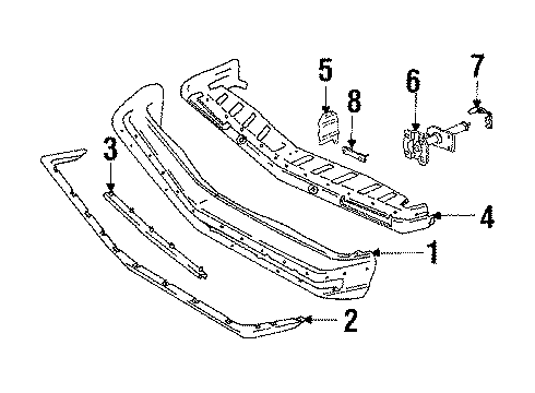 1986 Oldsmobile Calais Front Bumper Cover Diagram for 22527219