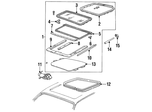 1993 Cadillac Fleetwood Lifter Assembly, Sliding Roof Panel Lh Diagram for 12395544