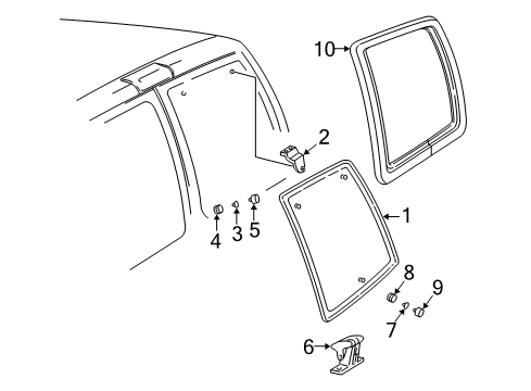 2007 GMC Savana 3500 Back Door - Glass & Hardware Diagram